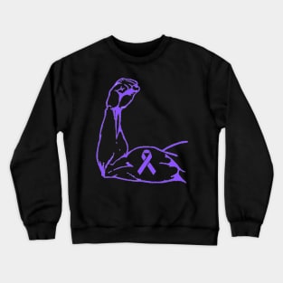 Flexing arm with Purple Awareness ribbon Crewneck Sweatshirt